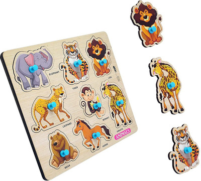 Enorme Mini Wooden Animals Puzzle with Knobs, Educational and Learning Game For Kids(1 Pieces)
