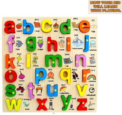 BUY SURETY Wooden Learning Small Letters Alphabets Board With Picture,Educational Tray(1 Pieces)