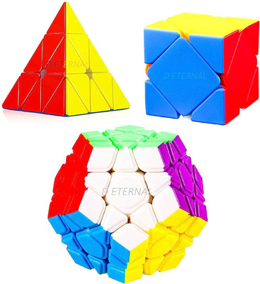 D ETERNAL Speed Cube Combo Set of Triangle 3x3 Megaminx and Skewb Cube Puzzle Set Toy(3 Pieces)