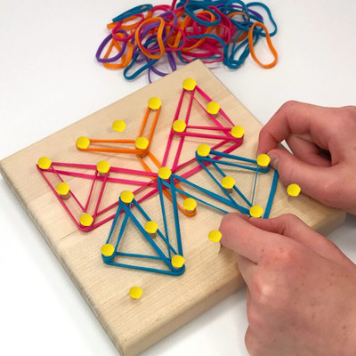FORSIKHA Kids Montessori Wooden Geoboard with Rubber Bands Graphical Math Pattern Blocks(1 Pieces)