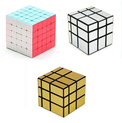 littlewish High speed cube 5x5x5x5x5 silver and gold magic mirror smooth cube combo 3pc(3 Pieces)
