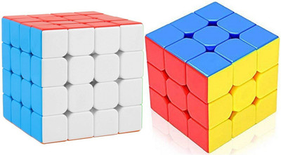 Aseenaa High Speed Smooth Smart Cube Combo of 3X3 & 4X4 Stickerless Magic Puzzle Set(2 Pieces)