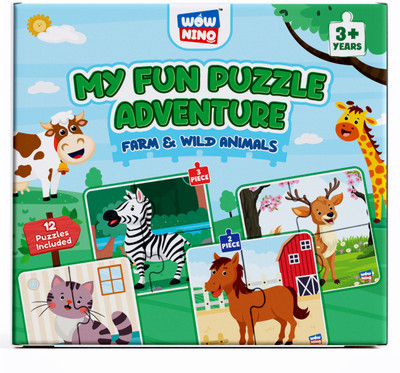 WowNino 12 Set of Jigsaw Puzzles Farm & Wild Animals for Kids(30 Pieces)