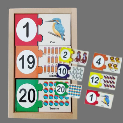 Toyjos Wooden Counting Puzzle – Match and Learn Numbers(20 Pieces)