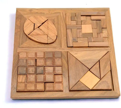 Mittimate 4-in-1 Wooden Puzzle Tray for Kids & Adults I Enhances Thinking & Recognition(38 Pieces)
