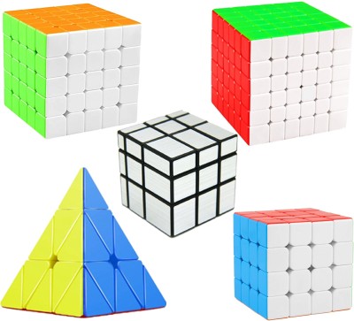 Vaniha Cube Combo of 4X4,5X5,6X6,Silver Mirror,Pyraminx High Speed Stickerless Cube(5 Pieces)