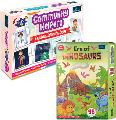 BOOKFORD Community Helpers & Era of Dinosaurs Jigsaw Puzzle|Set of 2(144 Pieces)