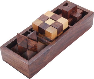 Shriji Crafts 3-in-1 Soma Cube |Interlocking Block|Snake Cube| Brain teaser game(4 Pieces)