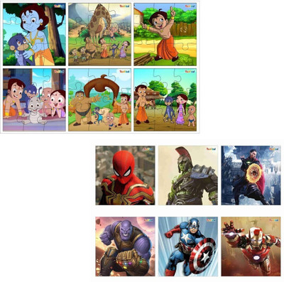 Todfod Wooden Jigsaw Puzzles Educational Toy for Kids Chhota Bheem & Avengers Puzzle(108 Pieces)