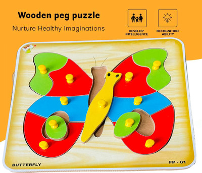 blue seed 3D Butterfly Shaped Puzzle Game Board For Kids Jigsaw Butterfly Pegs Puzzle Cube(1 Pieces)