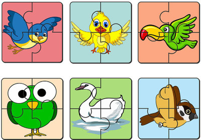 Artvibes Birds Wooden Jigsaw Puzzle for Children & Kids | 4 Pieces (PZ_503N), Set of 6(4 Pieces)