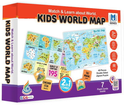 zokato Kids World Map Jigsaw 2 in 1 Combo 48 Pieces(48 Pieces)