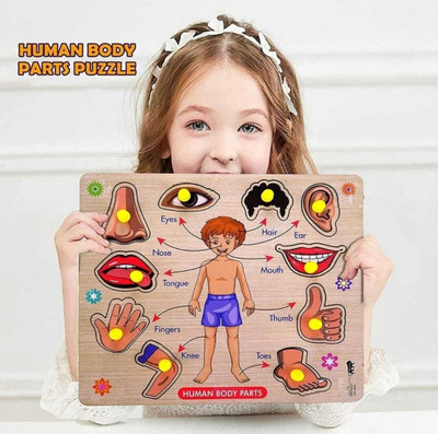 pentamark Mini Wooden Human Body Parts Puzzle with Knobs, Learning Game For Kids(1 Pieces)