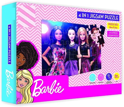 zokato Barbie Jigsaw 4 in 1. 4 Different Jumbo Jigsaw Puzzles for Girls(140 Pieces)