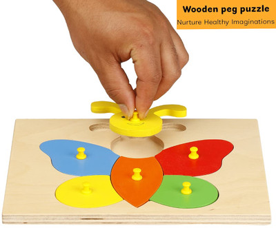 blue seed 3D Wooden Butterfly Shaped Puzzles Educational Learning Blocks Game Board Toys(1 Pieces)