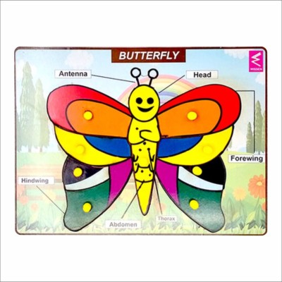 WISSEN Wooden Butterfly parts Peg board puzzle- 12*9 inch(8 Pieces)