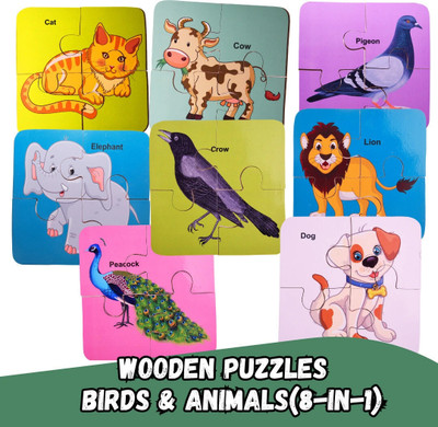 Toyjos Wooden Animal Puzzle - Fun and Learning Game for Toddlers(32 Pieces)