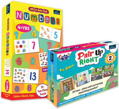 BOOKFORD Exciting Puzzle Combo Setof2Jigsaw Puzzle-Pair Up Right 2 & Match & Pair Numbers(68 Pieces)