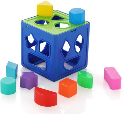 DECODAZZ Plastic Geometric Puzzle Stacker Shape Sorter Cube Stacking Set Kids Games(Blue)
