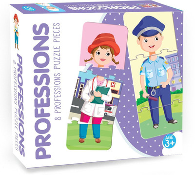 HELLO FRIEND Professions Puzzle Boxes for Beginners Children's Age 3 and Above Jigsaw Puzzle for 4+ Year Old (Multicolour, Size 460 X 370 mm)(8 Pieces)