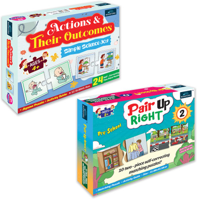 BOOKFORD Exciting Puzzle Combo Setof2Jigsaw Puzzle-Actions and Outcomes & Pair Up Right 2(68 Pieces)