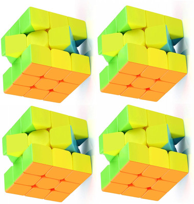 pari pari 3x3 Speed Cube Stickerless pack of 4 combo set(4 Pieces)