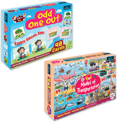 BOOKFORD Exciting Puzzle Combo Set of 2 Jigsaw Puzzle-Odd one out & 4in1 Transport(144 Pieces)