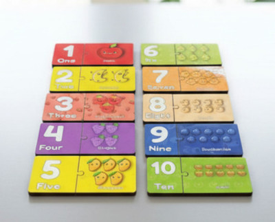 Esptronics 1-10 Wooden Number Jigsaw Puzzle Toy Kids Educational Game Montessori Learning(20 Pieces)