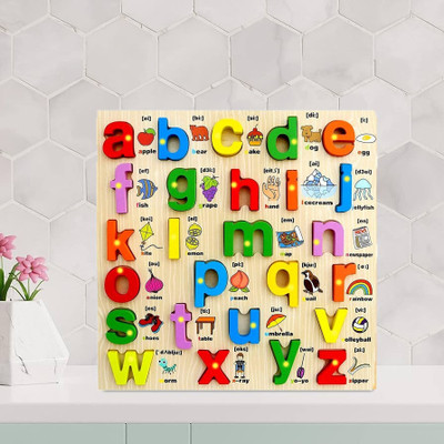 BUY SURETY 26 letters Wooden ABC Small Puzzle Learning Toys Alphabet Board with Picture(1 Pieces)