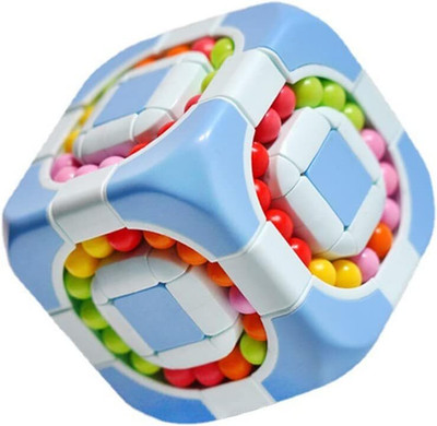 FUNABLO Magic Cube Puzzle 3x3 Rotating 2 in 1 Magic Bean Cube Children's Educational(1 Pieces)