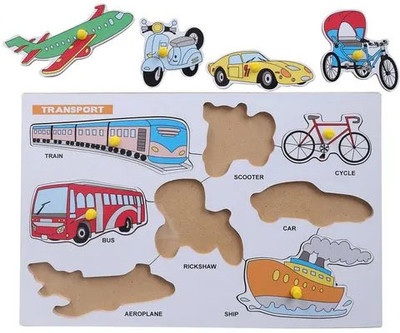 HIGHSEAS Educational Public Transport Names Blocks Wooden Shape Sorter Learning Puzzle(1 Pieces)