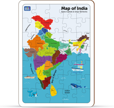 Minileaves India Map Wooden Puzzle 35 Pieces Premium Wooden Puzzle(35 Pieces)