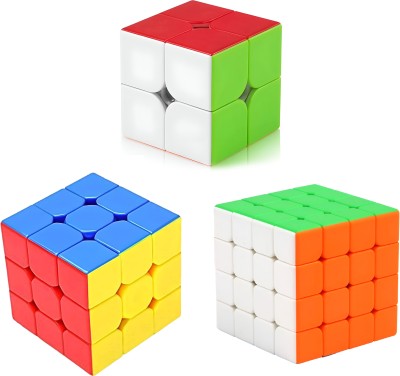 Aapaga High Speed Stickerless Cube Combo Set Of 2x2, 3x3 & 4x4 | Kids and Adults rubiks(3 Pieces)