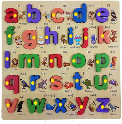 Plus Shine Small Alphabet Puzzle with Picture Montessori Educational Learning Letter Board(27 Pieces)
