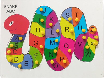 FireFlies Wooden Snake Alphabet Puzzle Board for Kids 3+Y ( Pack of 1 Pc)(26 Pieces)