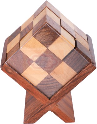 Shriji Crafts Handmade Complex Wooden Block puzzle Soma cube | Desk Decor - Wooden Puzzle Game(1 Pieces)