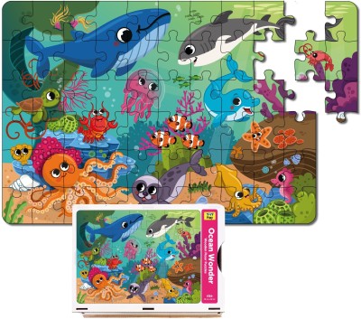 YaY Play UnderWater Animal Wooden Floor Chunky Puzzle 60 Pieces with Wooden Box for 5+ Yr(60 Pieces)