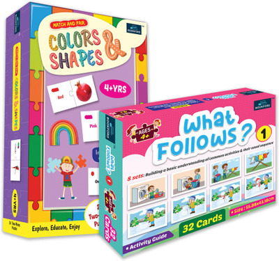 BOOKFORD Exciting Puzzle Combo Set of2Jigsaw Puzzle-What Follow&Match&Pair Colors&Shapes(80 Pieces)