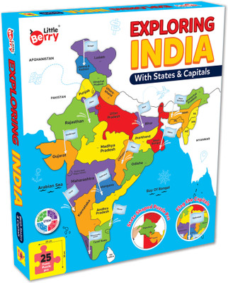 Little Berry India Map Puzzle with States - Eva Foam Jigsaw Puzzle - Educational Learning Toy(25 Pieces)