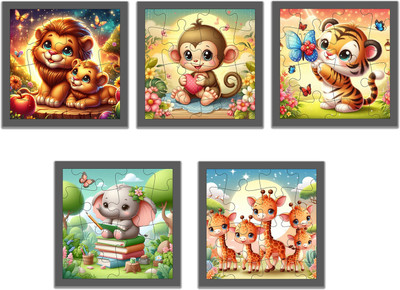 Puzzleboxx Pack of 5 Animal Characters Jigsaw Puzzle for Kids and Children-03(16 Pieces)