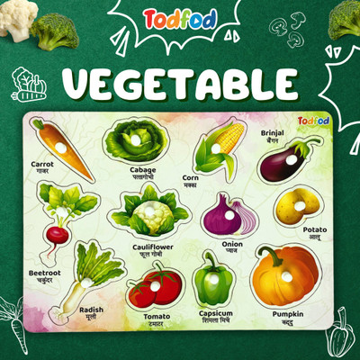 Todfod Wooden Jigsaw Puzzle Vegetable Characters For Kids(1 Pieces)
