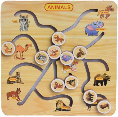 FUNTEEN Maze Wooden Puzzle | Animal Wooden Puzzle (Toys & Games For Kids)(10 Pieces)