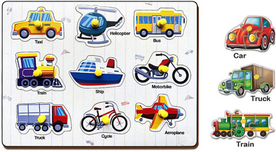HIGHSEAS Wooden Public Transport&Vehicle Names Learning Blocks Puzzle Educational Toys(1 Pieces)