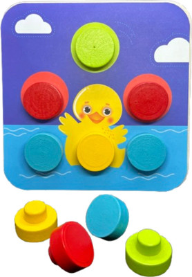 VAATHSALYA'S 2-in-1 Wooden Button Puzzle Colour & Pattern Matching Peg Board Puzzle Game(1 Pieces)
