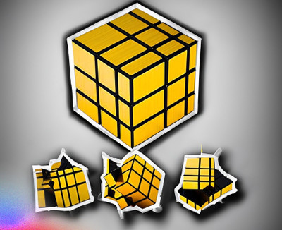 littlewish Cube 3x3 Cube High Speed Gold Mirror Magic Cube 3x3 Mirror Cube Brainstorming(1 Pieces)