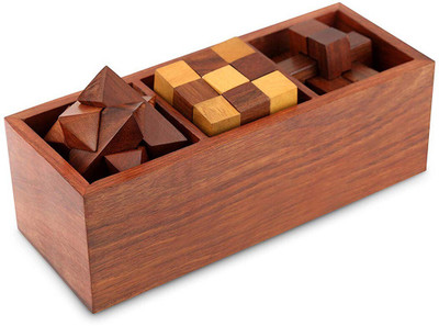 Chota Kingdom 3-in-One Wooden 3D Puzzle Games Set | 3D Puzzles Pedagogical Board Brain Teaser Games(3 Pieces)
