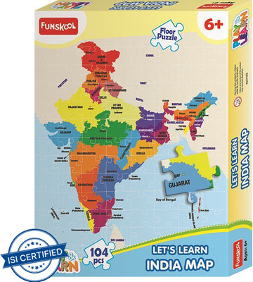 FUNSKOOL India Map Puzzles Learning Game(104 Pieces)