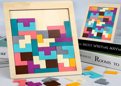 SHALAFI Creativity Shapes Puzzle Board Wooden Tetris Puzzle Intelligence Educational Toy(24 Pieces)