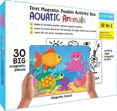 zokato Magnetic Puzzles Aquatic Animals 10 in 1 with 10 Magnetic Puzzles(30 Pieces)