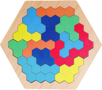 Clazic Wooden Hexagon Puzzle Board(14 Pieces)